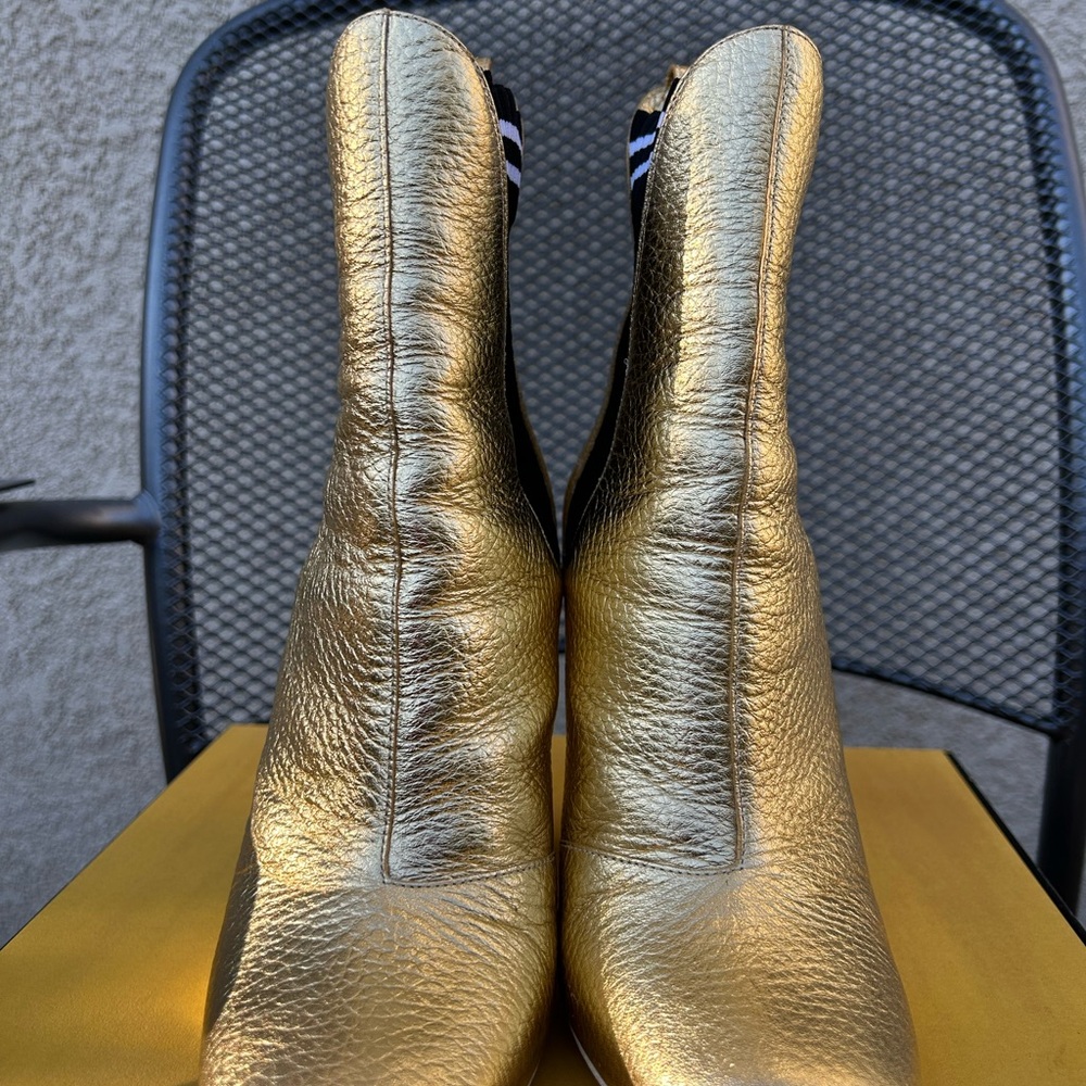 Fendi Narie Antoinette Metallic Gold Ankle Boots